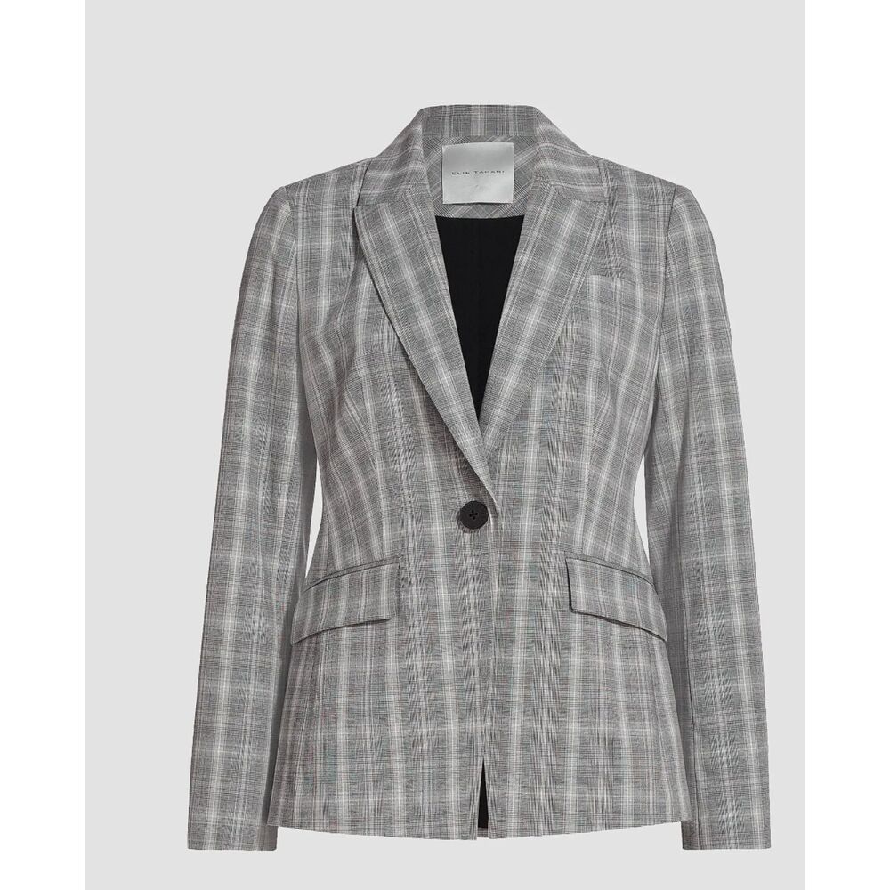 Elie Tahari The Taylor Plaid Single Breasted Blazer Size 8